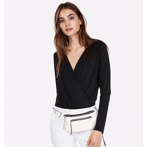 Express Drape Surplice Thong Bodysuit